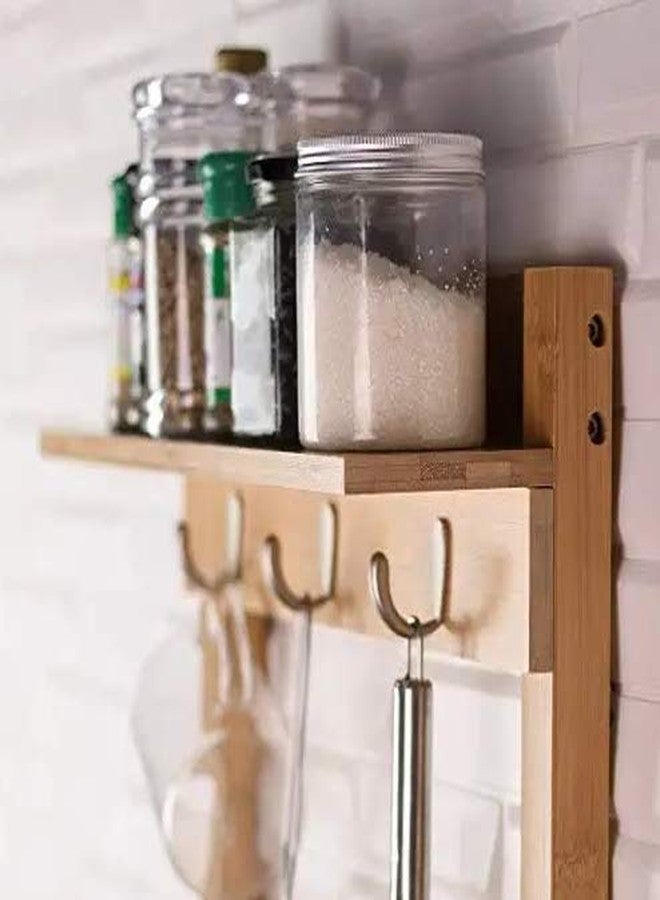 VM DECOR Coffee Mug Rack with Storage // Kitchen Storage with 7 hooksmade by sheesham Wood Brown (7 Mugs) - Image 3